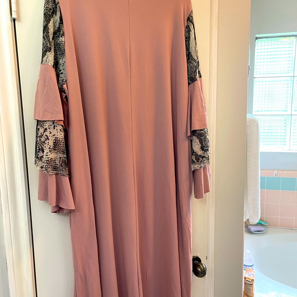 Dusty Pink Snake Print RuffleSleeve Dress 3X4X5X6X